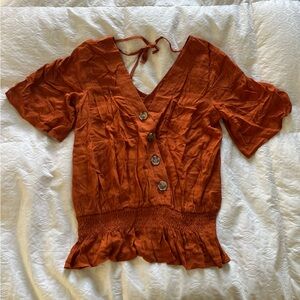 Rust Orange Button-Up Women's Top size small